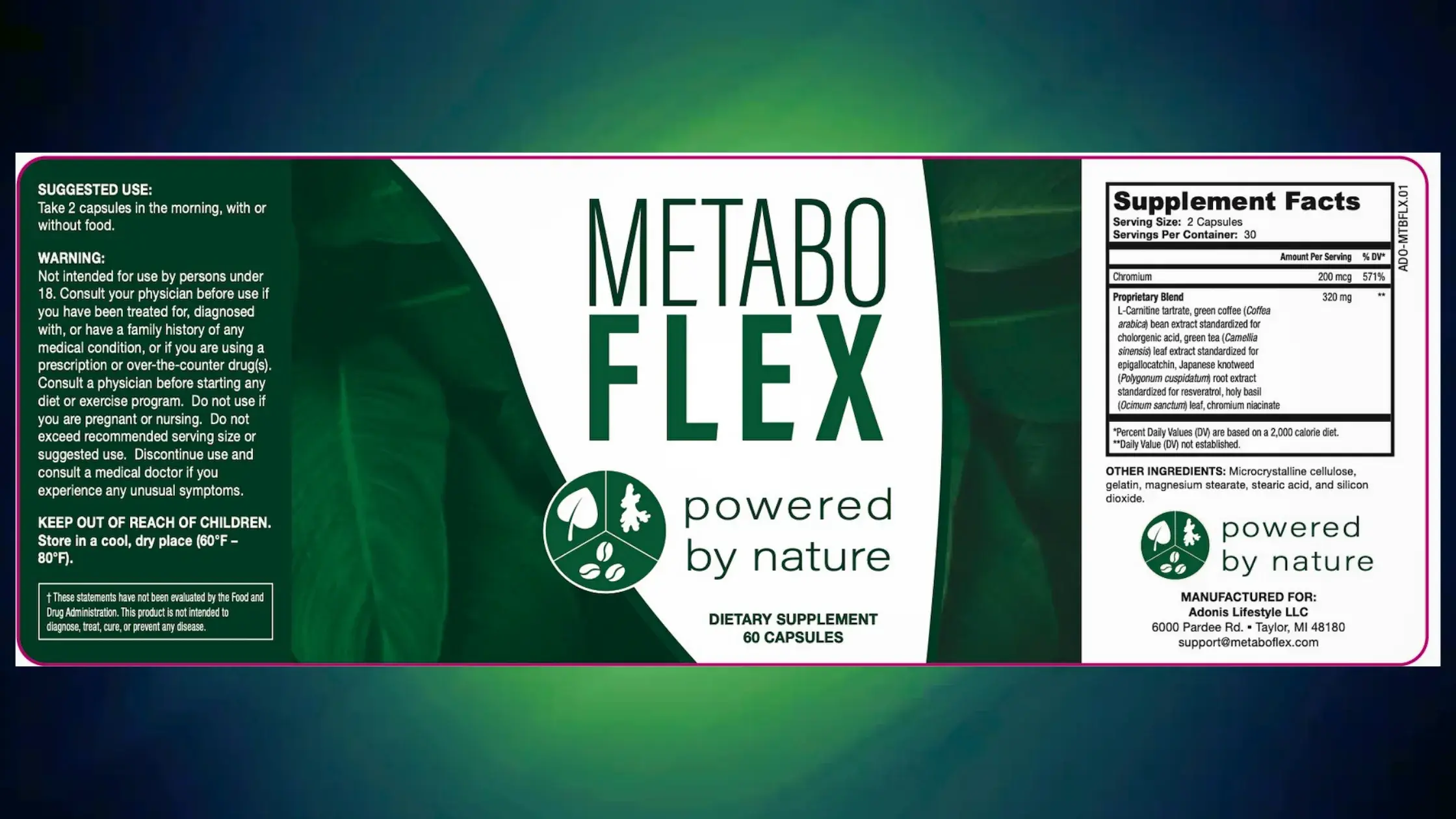 Metabo Flex Supplement Facts