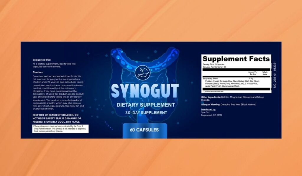 SynoGut Supplement Facts Label