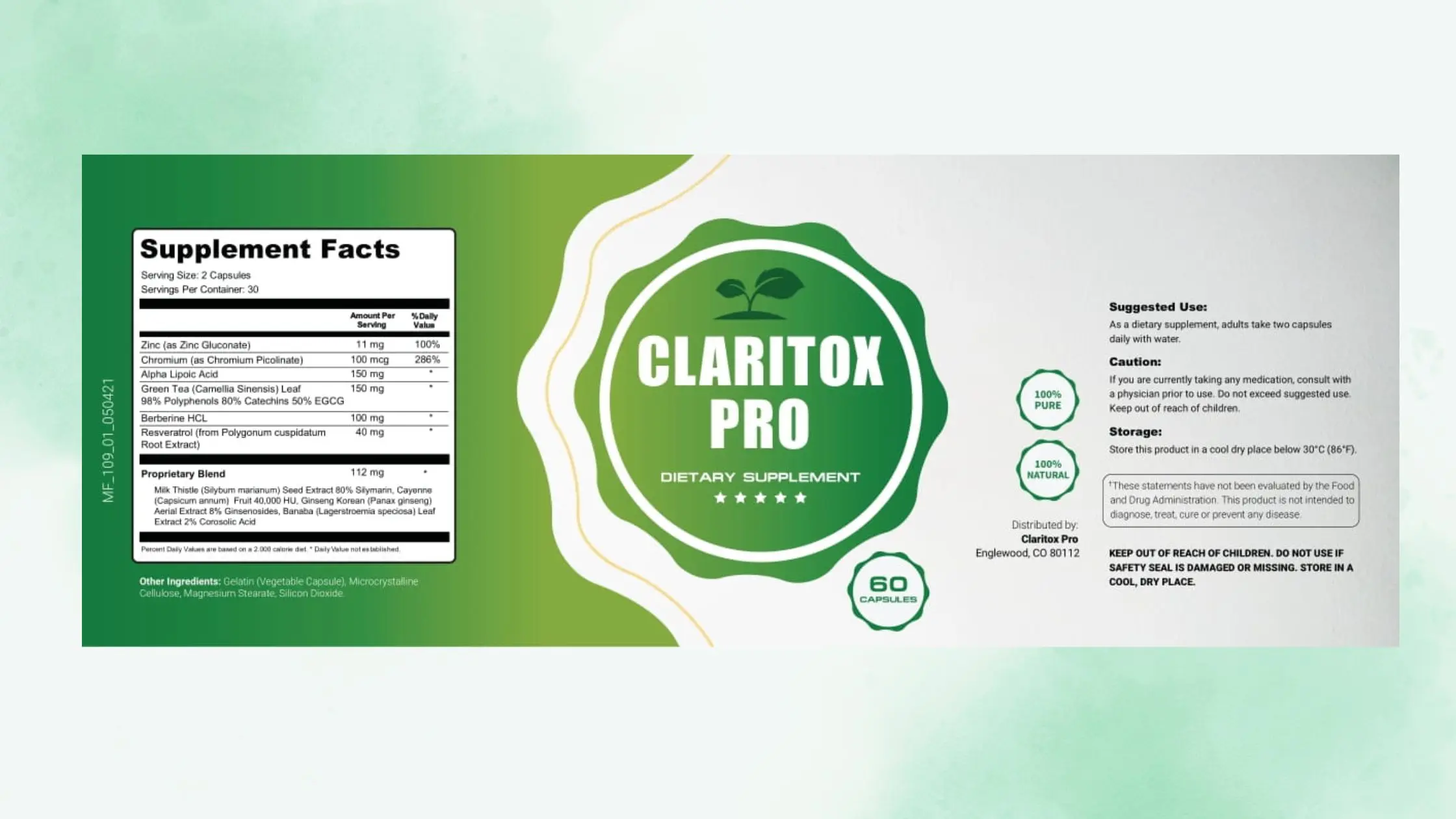 Claritox Pro Supplement Facts