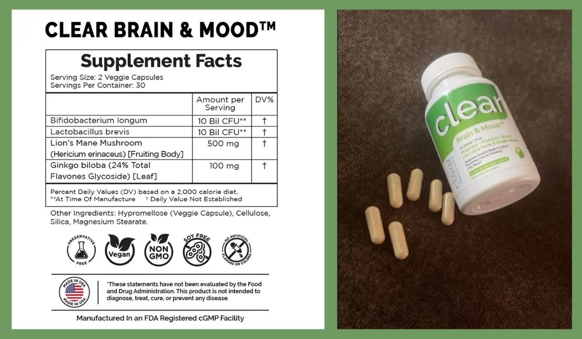 Clear Brain & Mood Supplement facts