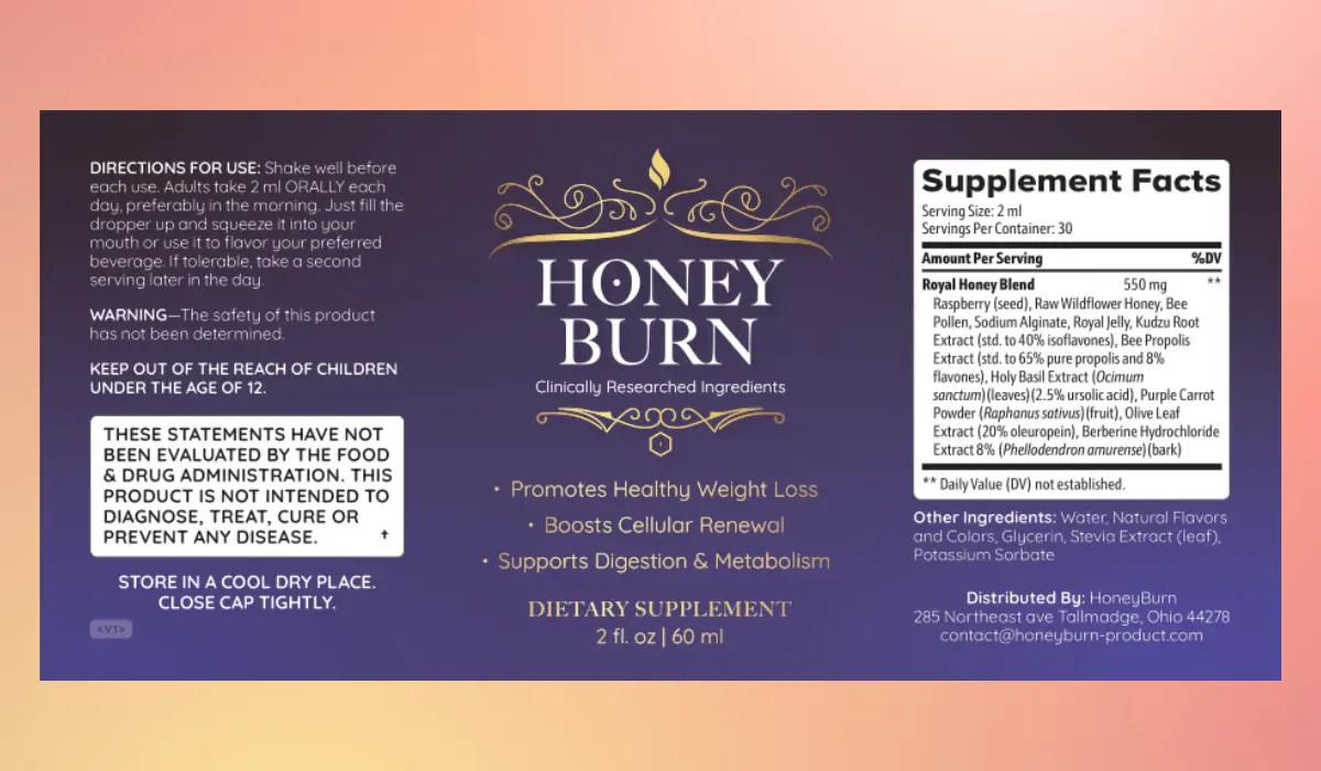 HoneyBurn Supplement Facts