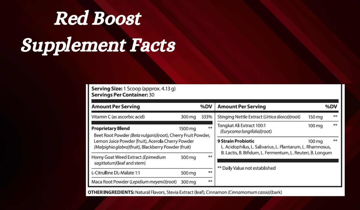 Red Boost Supplement Facts