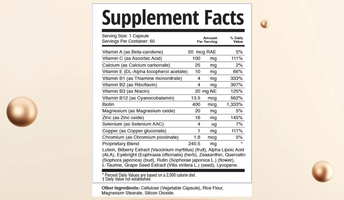 TheyaVue Supplement Facts