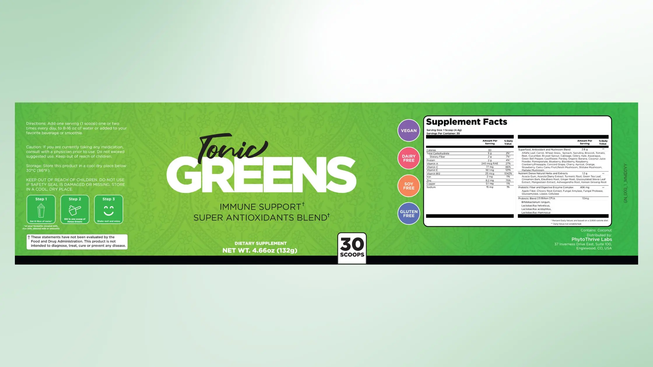 Tonic Greens Supplement Facts