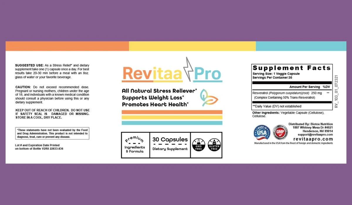 Revitaa Pro Supplement Facts