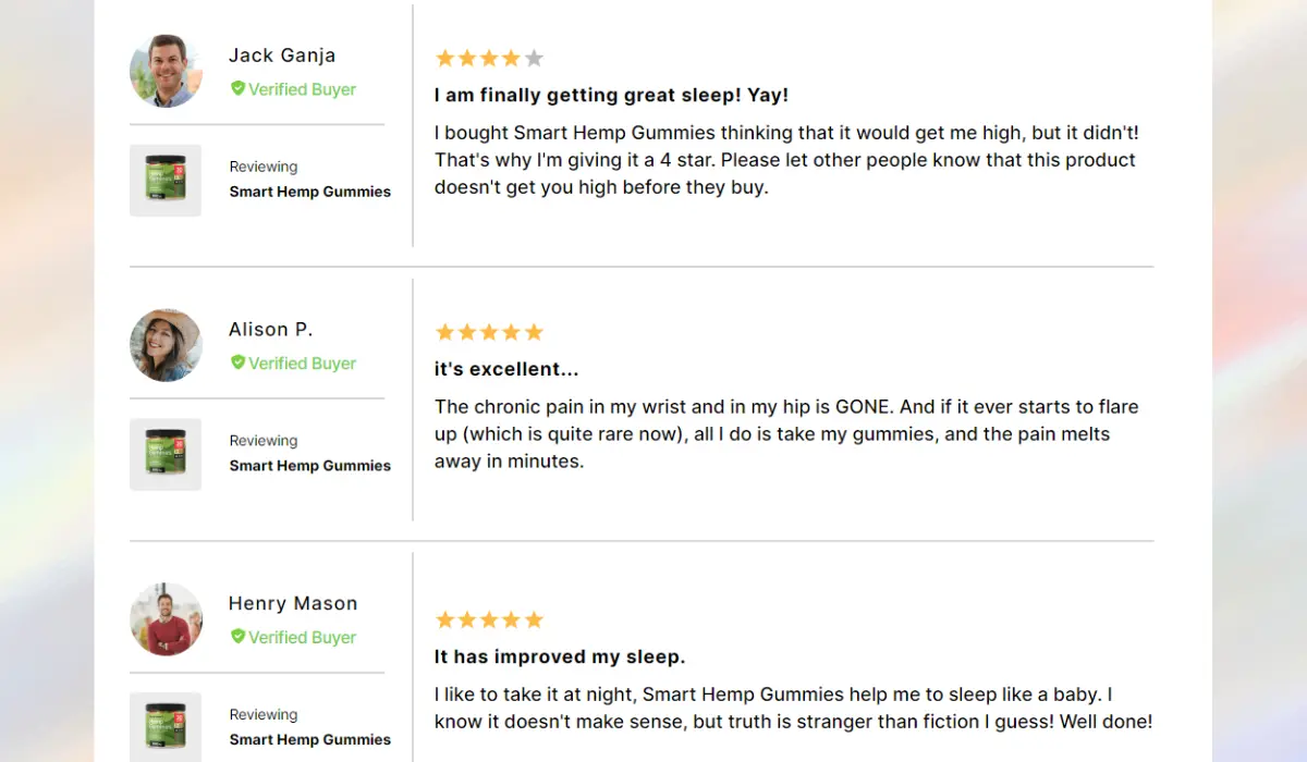 Smart Hemp Gummies Customer Reviews