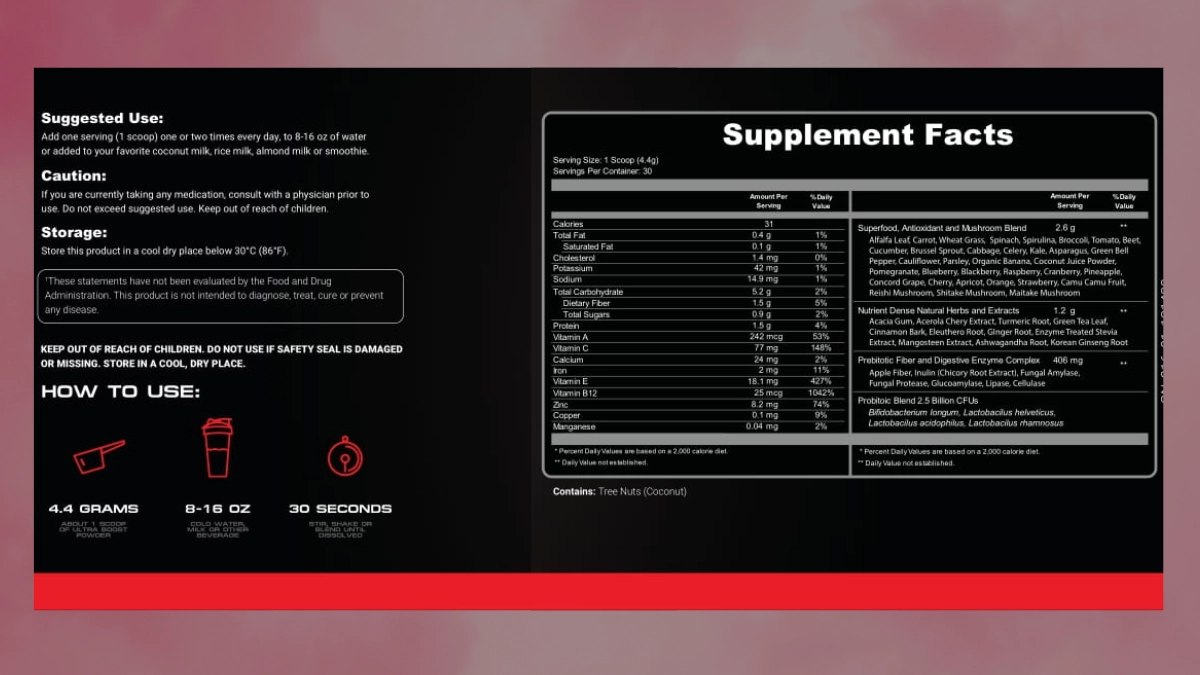 Ultra Boost Supplement Facts