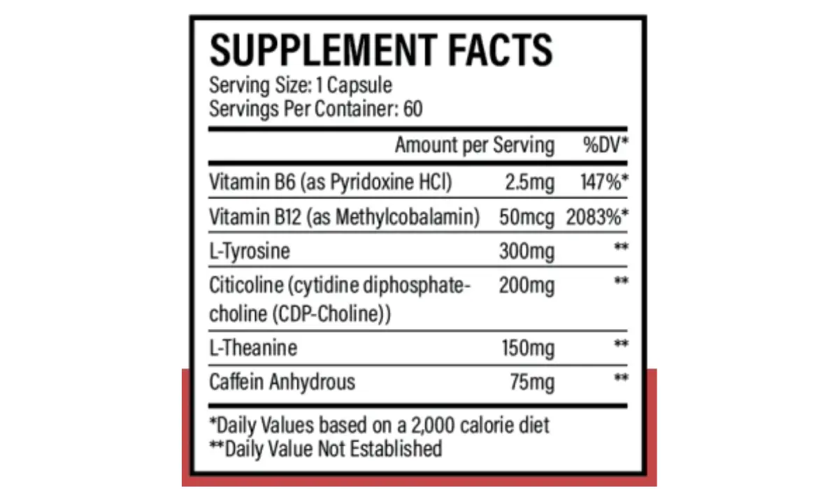 Vyvamind Supplement Facts