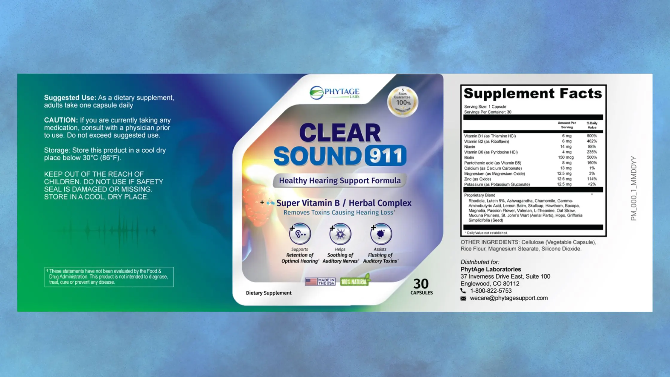 Clear Sound 911 Supplement Facts