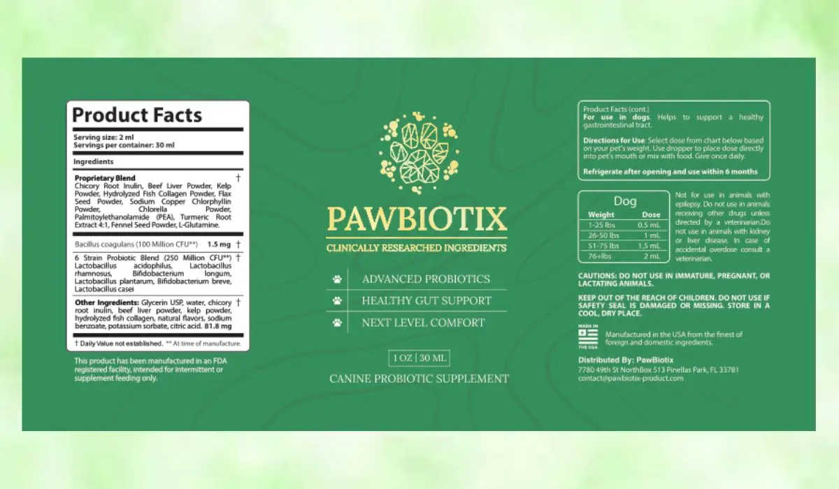 Pawbiotix Supplement Facts