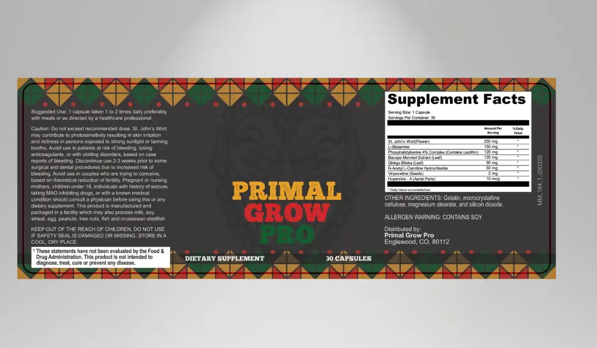 Primal Grow Pro Supplement Facts